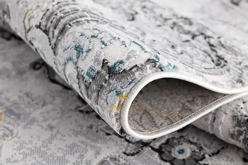 Gray and Ivory Floral Power Loom Area Rug Photo 8