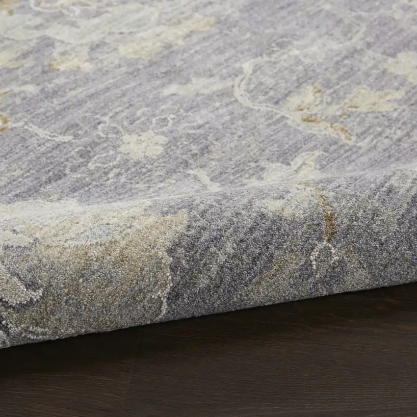 Gray and Ivory Floral Power Loom Area Rug Photo 5