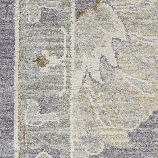 Gray and Ivory Floral Power Loom Area Rug Photo 8