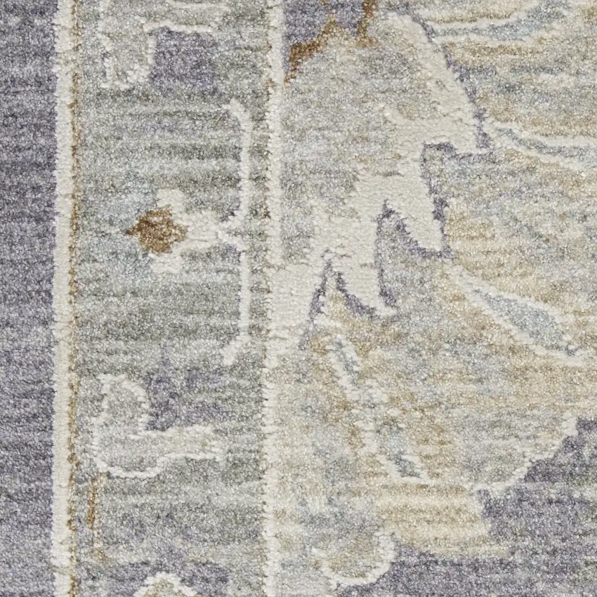Gray and Ivory Floral Power Loom Area Rug Photo 8