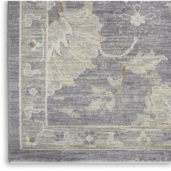 Gray and Ivory Floral Power Loom Area Rug Photo 6