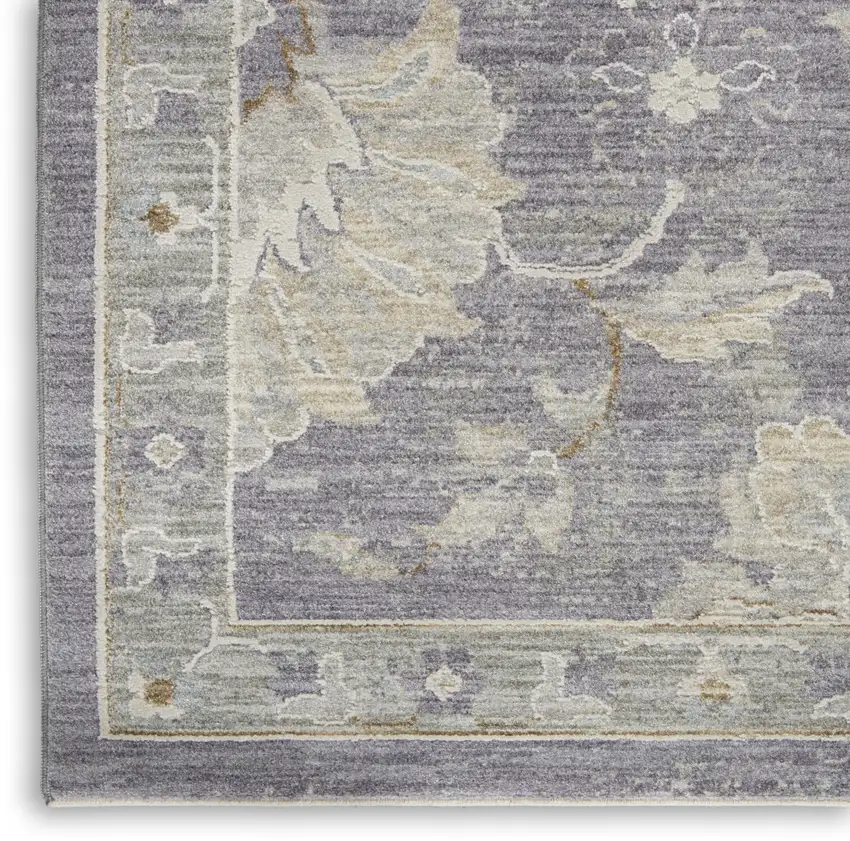 Gray and Ivory Floral Power Loom Area Rug Photo 6