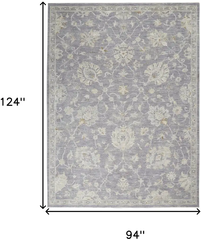 Gray and Ivory Floral Power Loom Area Rug Photo 3
