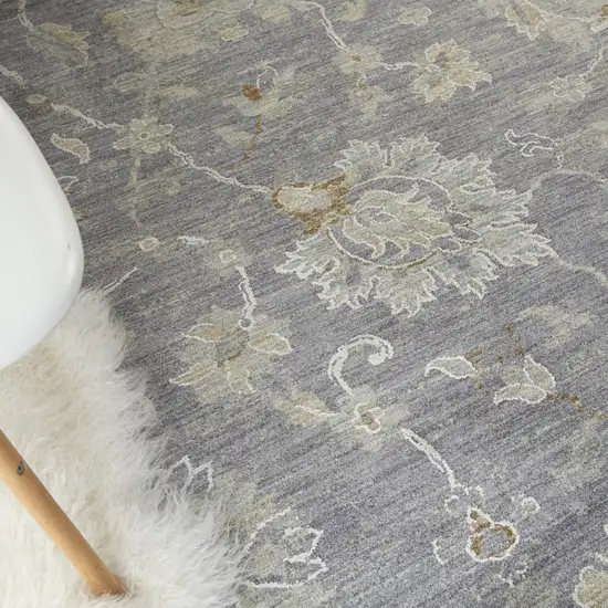 Gray and Ivory Floral Power Loom Area Rug Photo 7