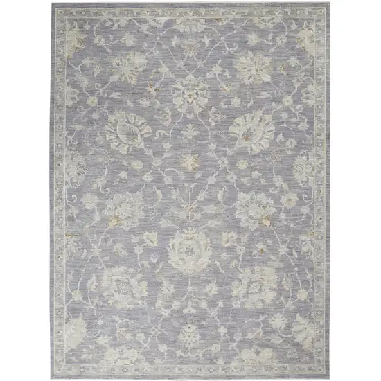Gray and Ivory Floral Power Loom Area Rug Photo 1