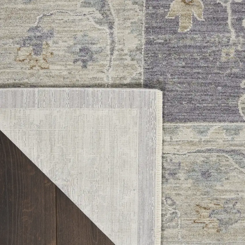 Gray and Ivory Floral Power Loom Area Rug Photo 6