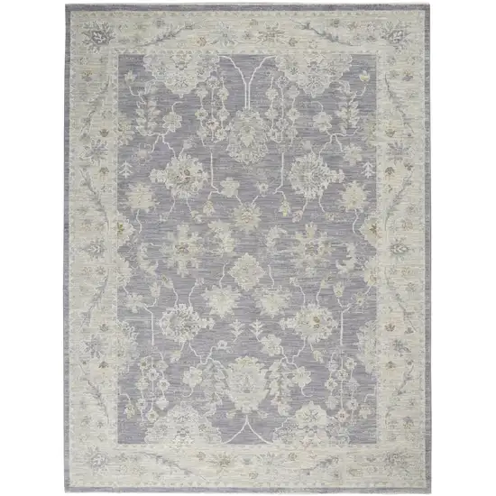 Gray and Ivory Floral Power Loom Area Rug Photo 2