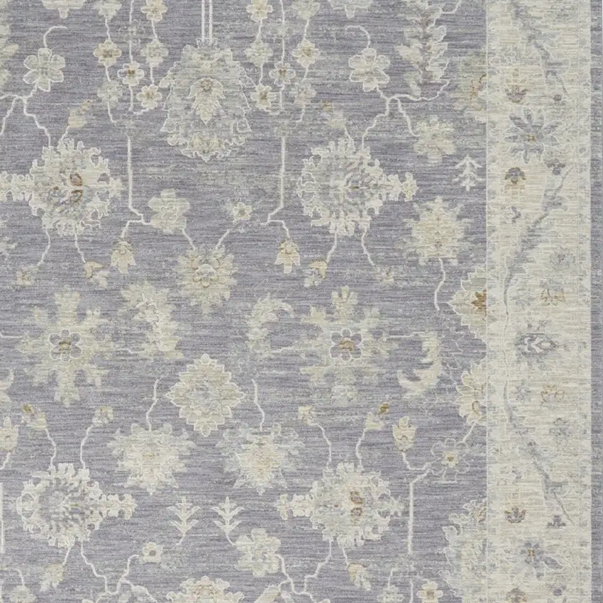 Gray and Ivory Floral Power Loom Area Rug Photo 9