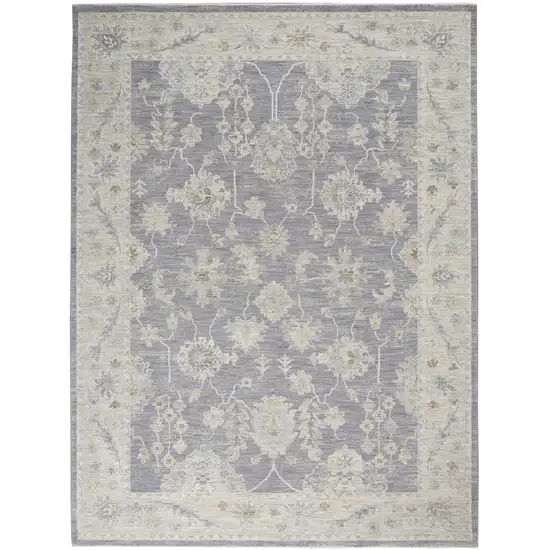 Gray and Ivory Floral Power Loom Area Rug Photo 1