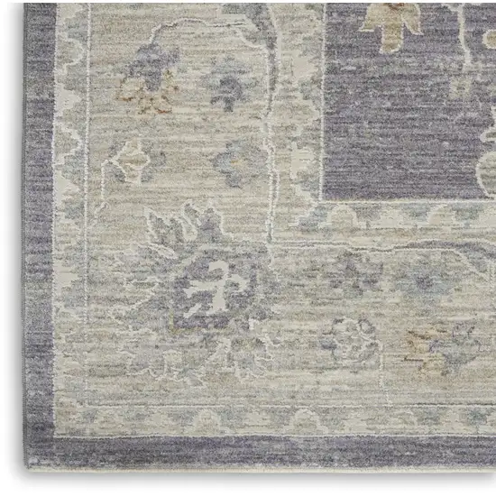 Gray and Ivory Floral Power Loom Area Rug Photo 6