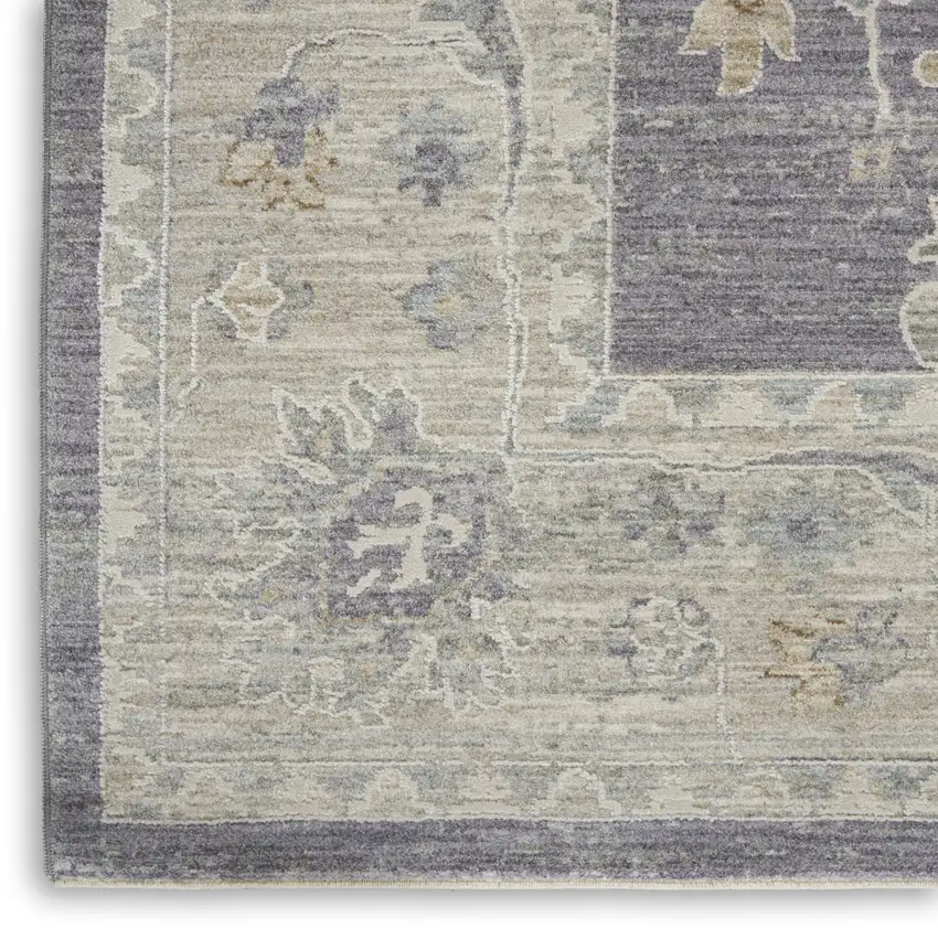 Gray and Ivory Floral Power Loom Area Rug Photo 6