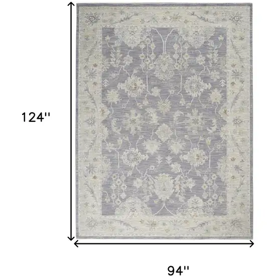 Gray and Ivory Floral Power Loom Area Rug Photo 3