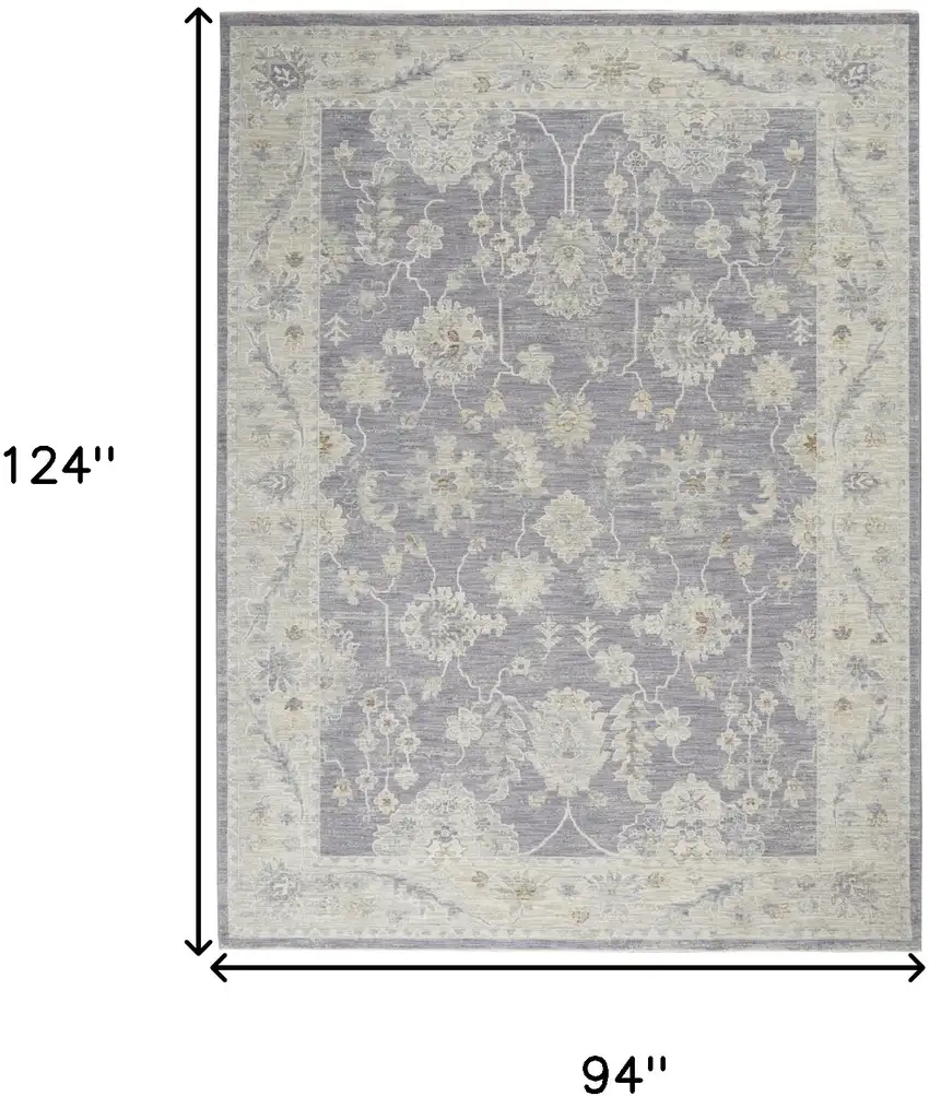 Gray and Ivory Floral Power Loom Area Rug Photo 3