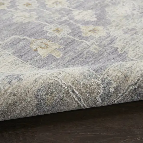 Gray and Ivory Floral Power Loom Area Rug Photo 5