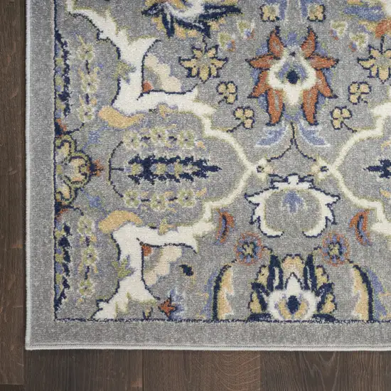 Gray and Ivory Floral Power Loom Area Rug Photo 9