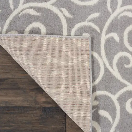 Gray and Ivory Floral Vines Power Loom Area Rug Photo 7