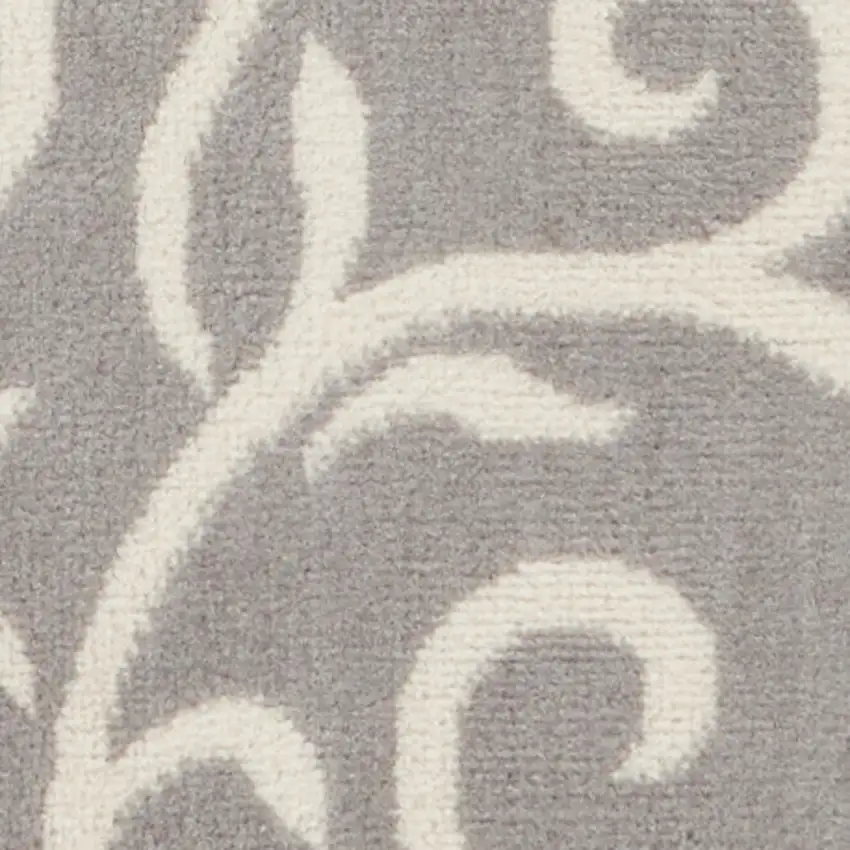 Gray and Ivory Floral Vines Power Loom Area Rug Photo 5
