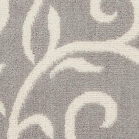 Gray and Ivory Floral Vines Power Loom Area Rug Photo 5