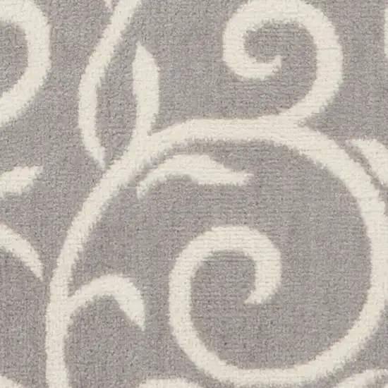 Gray and Ivory Floral Vines Power Loom Area Rug Photo 6