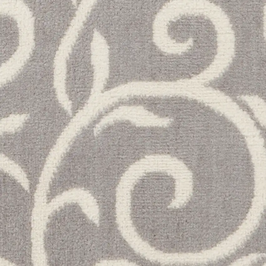 Gray and Ivory Floral Vines Power Loom Area Rug Photo 6