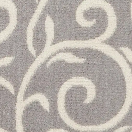 Gray and Ivory Floral Vines Power Loom Area Rug Photo 1
