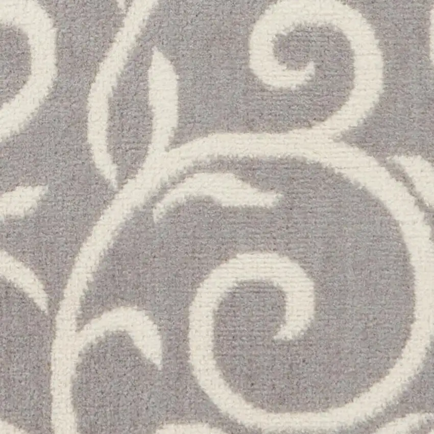 Gray and Ivory Floral Vines Power Loom Area Rug Photo 1