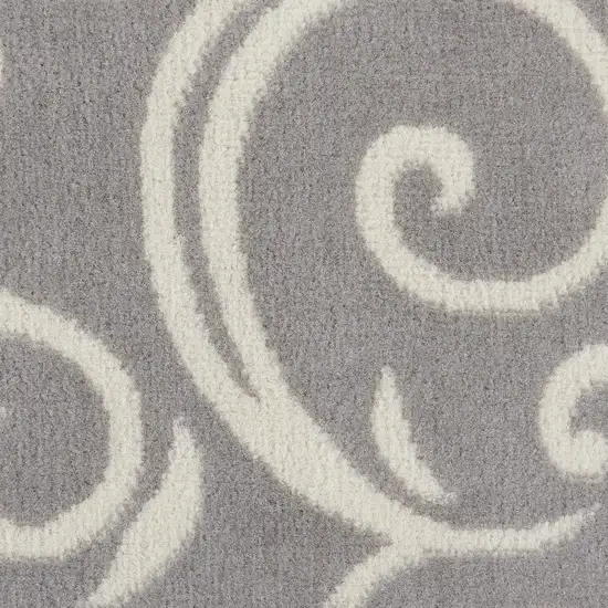 Gray and Ivory Floral Vines Power Loom Area Rug Photo 4