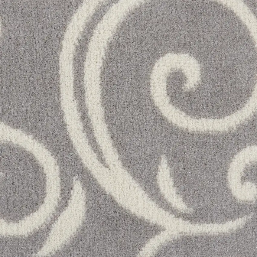 Gray and Ivory Floral Vines Power Loom Area Rug Photo 4