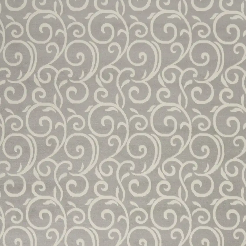 Gray and Ivory Floral Vines Power Loom Area Rug Photo 4