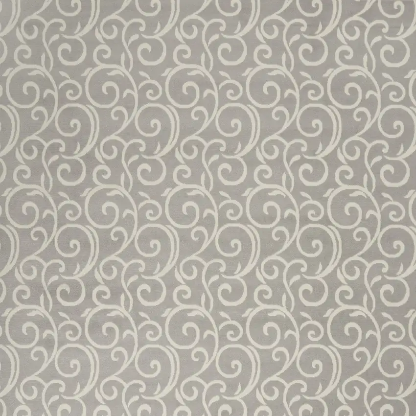 Gray and Ivory Floral Vines Power Loom Area Rug Photo 5