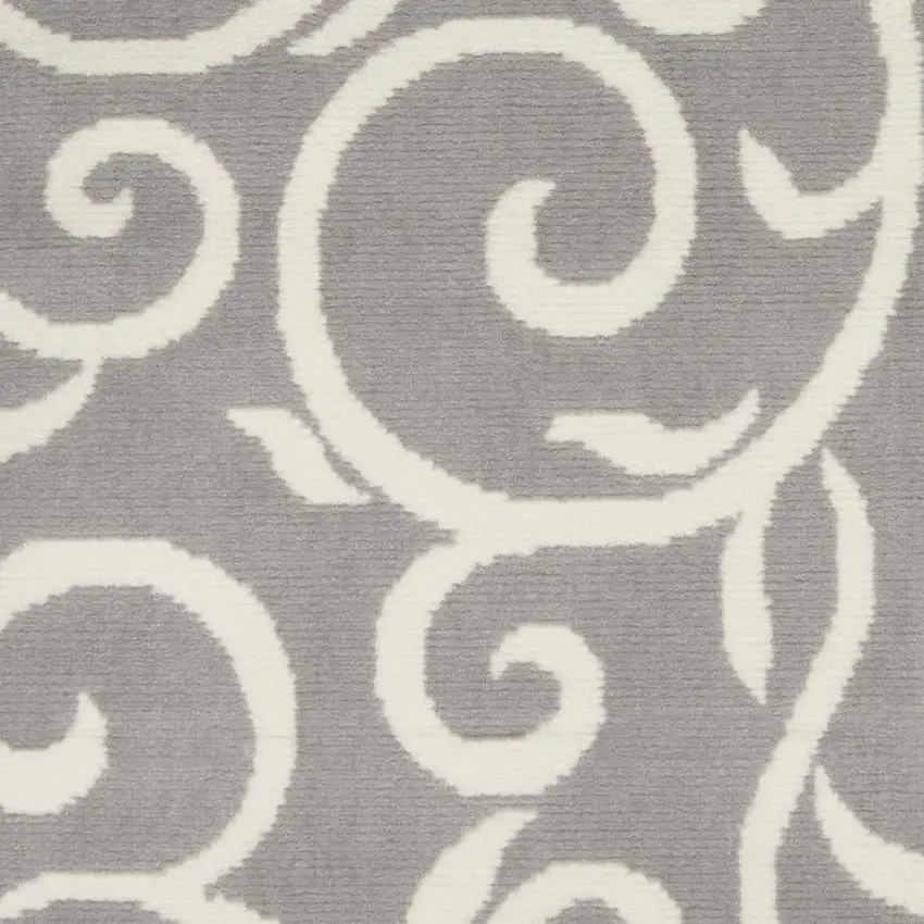 Gray and Ivory Floral Vines Power Loom Area Rug Photo 1