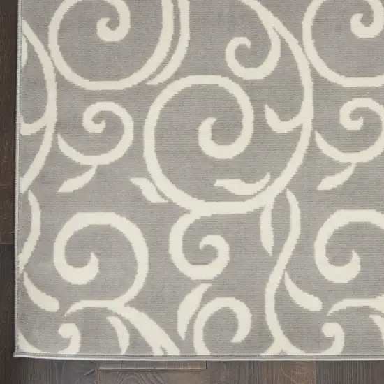 Gray and Ivory Floral Vines Power Loom Area Rug Photo 9
