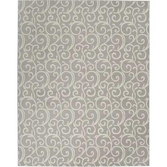 Gray and Ivory Floral Vines Power Loom Area Rug Photo 7