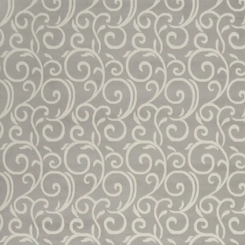 Gray and Ivory Floral Vines Power Loom Area Rug Photo 4