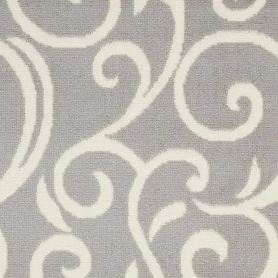Gray and Ivory Floral Vines Power Loom Area Rug Photo 1