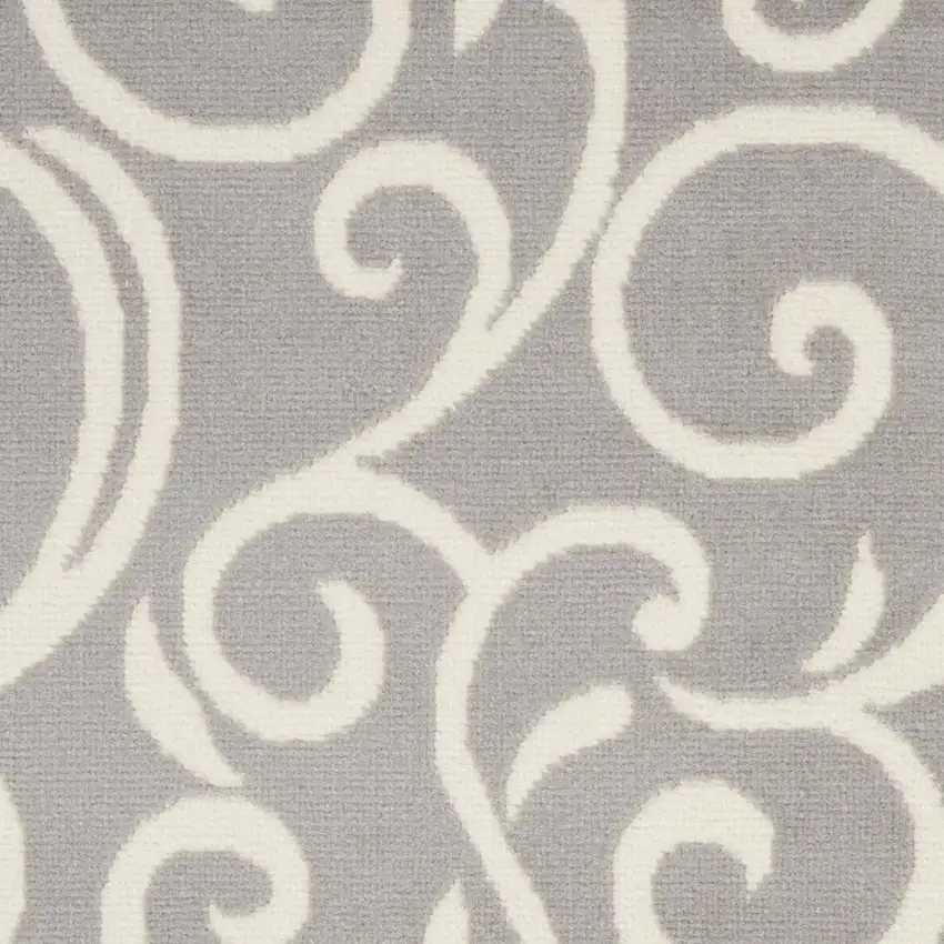 Gray and Ivory Floral Vines Power Loom Area Rug Photo 1