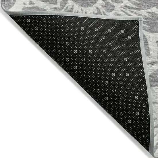 Gray and Ivory Floral Washable Non Skid Indoor Outdoor Area Rug Photo 6