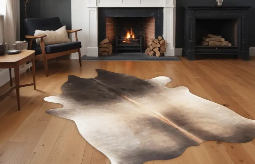 Gray and Ivory Genuine Cowhide Hand Knotted Area Rug Photo 1