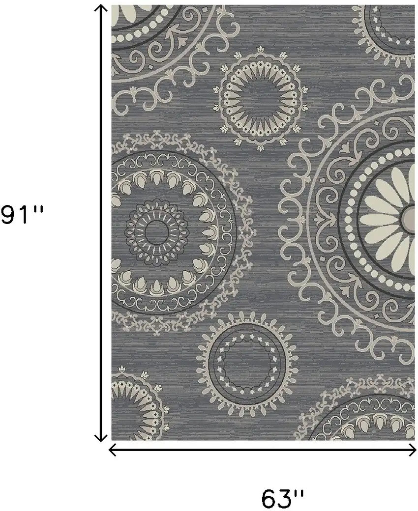 Gray and Ivory Geometric Area Rug Photo 5