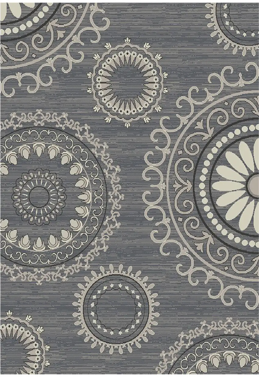 Gray and Ivory Geometric Area Rug Photo 2