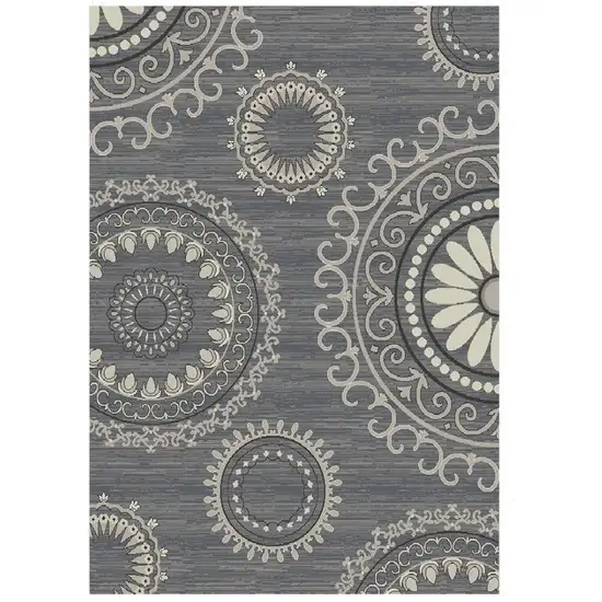 Gray and Ivory Geometric Area Rug Photo 2