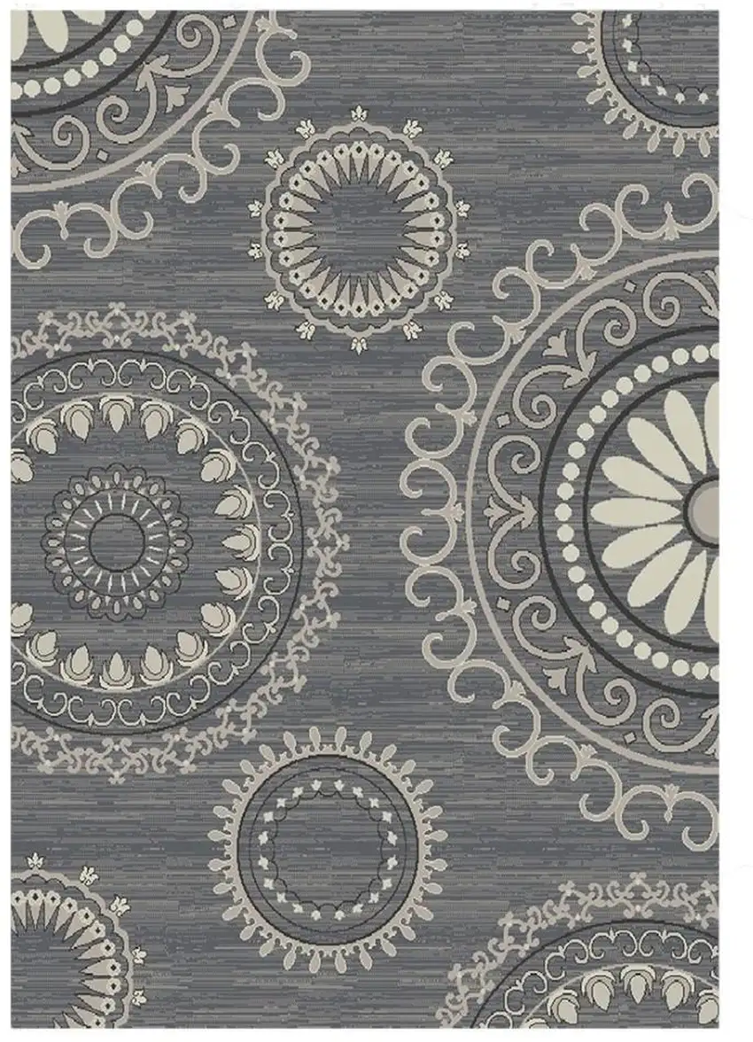 Gray and Ivory Geometric Area Rug Photo 2