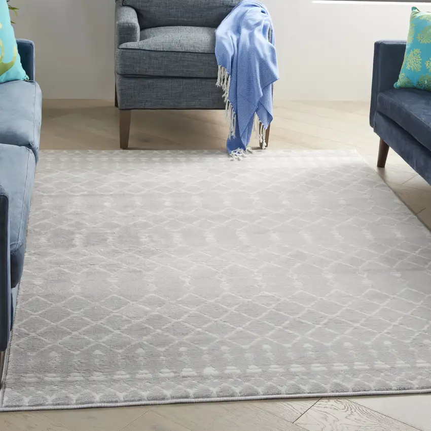 Gray and Ivory Geometric Area Rug Photo 2