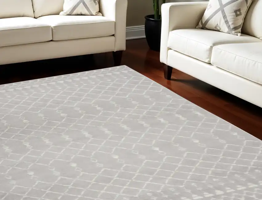 Gray and Ivory Geometric Area Rug Photo 1