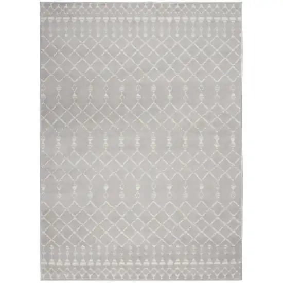 Gray and Ivory Geometric Area Rug Photo 5