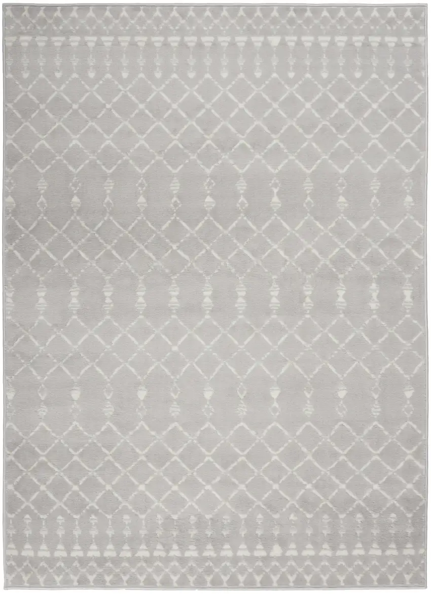 Gray and Ivory Geometric Area Rug Photo 5