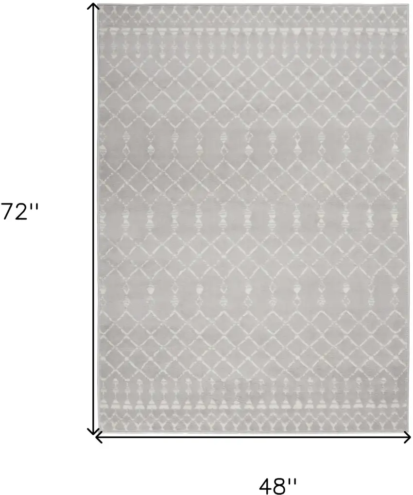 Gray and Ivory Geometric Area Rug Photo 3