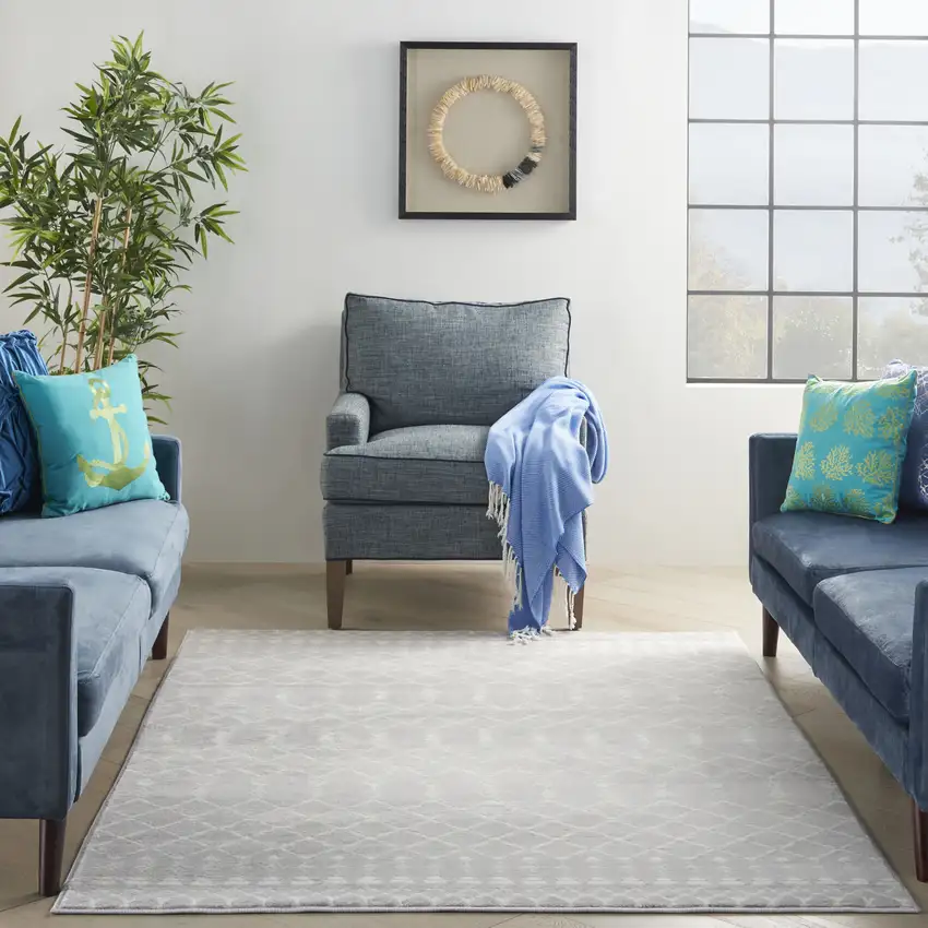 Gray and Ivory Geometric Area Rug Photo 3