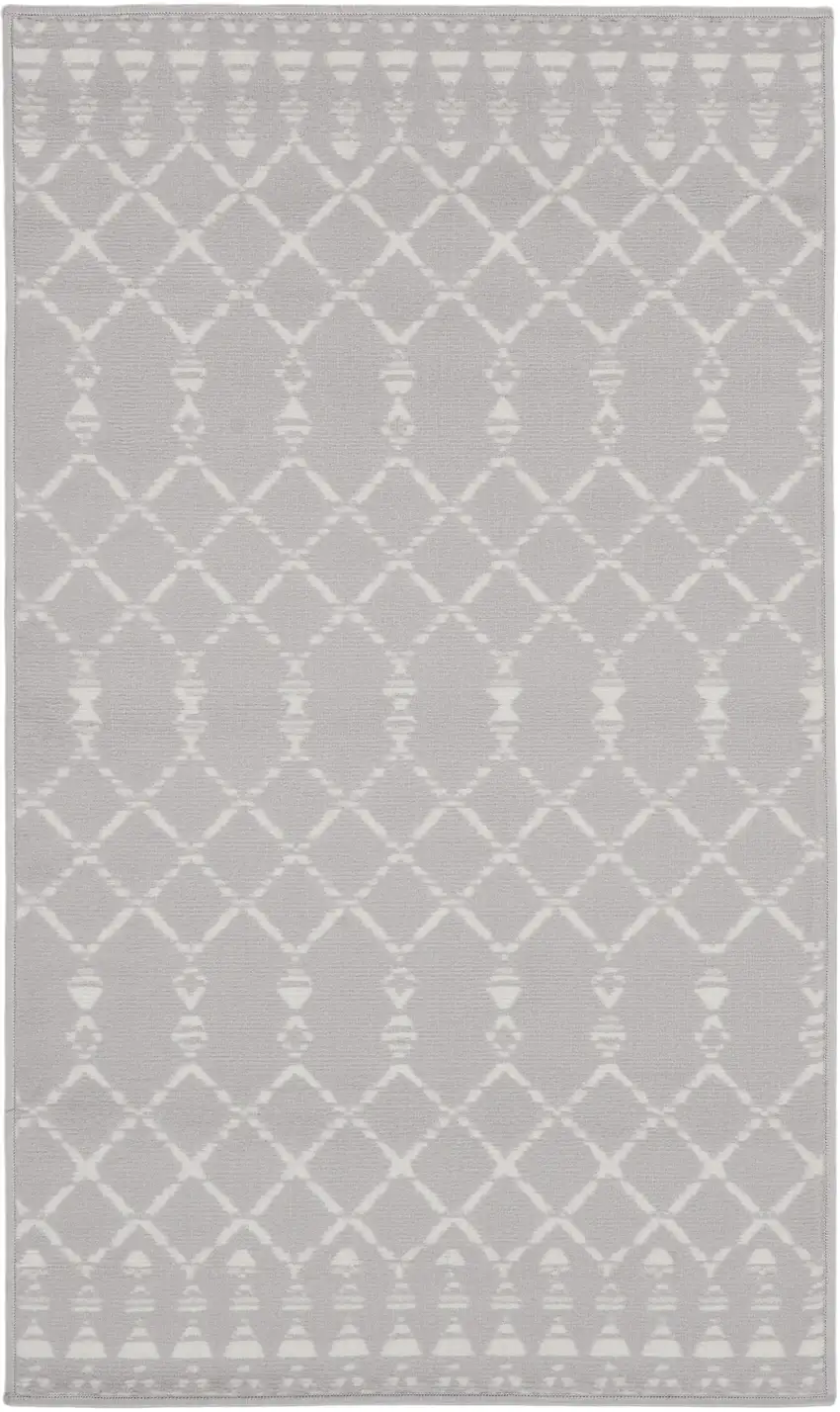 Gray and Ivory Geometric Area Rug Photo 2