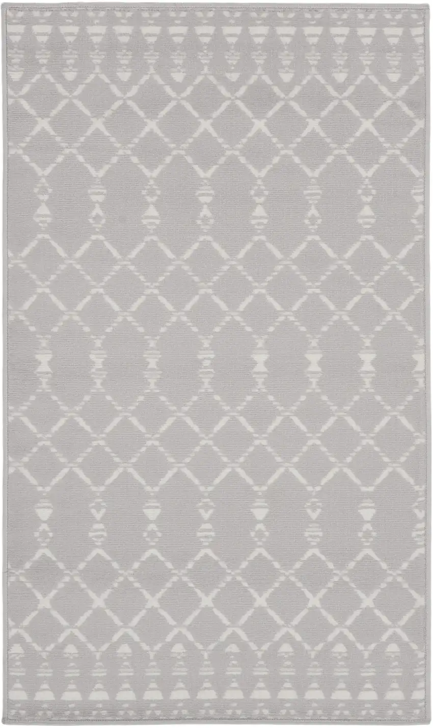 Gray and Ivory Geometric Area Rug Photo 1